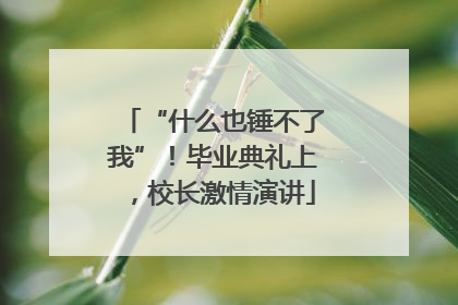 “什么也锤不了我”！毕业典礼上，校长激情演讲