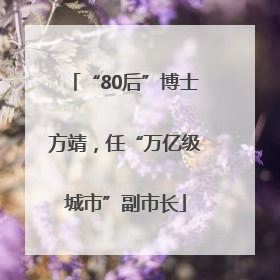 “80后”博士方靖，任“万亿级城市”副市长