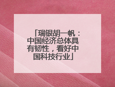 瑞银胡一帆：中国经济总体具有韧性，看好中国科技行业