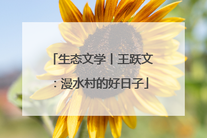 生态文学丨王跃文：漫水村的好日子