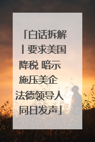 白话拆解丨要求美国降税 暗示施压美企 法德领导人同日发声