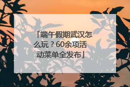 端午假期武汉怎么玩？60余项活动菜单全发布