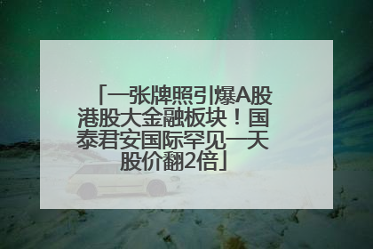 一张牌照引爆A股港股大金融板块！国泰君安国际罕见一天股价翻2倍