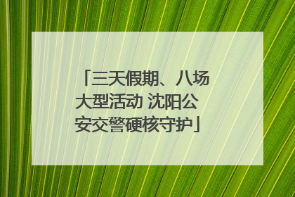三天假期、八场大型活动 沈阳公安交警硬核守护