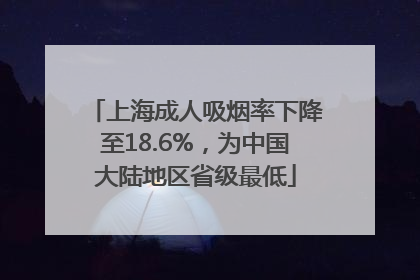 上海成人吸烟率下降至18.6%，为中国大陆地区省级最低
