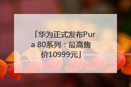 华为正式发布Pura 80系列：最高售价10999元