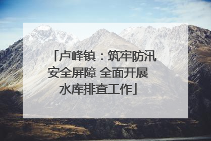 卢峰镇：筑牢防汛安全屏障 全面开展水库排查工作