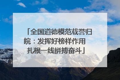 全国道德模范载誉归皖：发挥好榜样作用 扎根一线拼搏奋斗