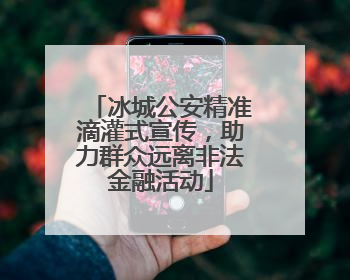 冰城公安精准滴灌式宣传，助力群众远离非法金融活动