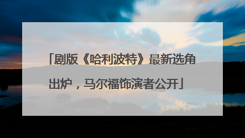 剧版《哈利波特》最新选角出炉，马尔福饰演者公开