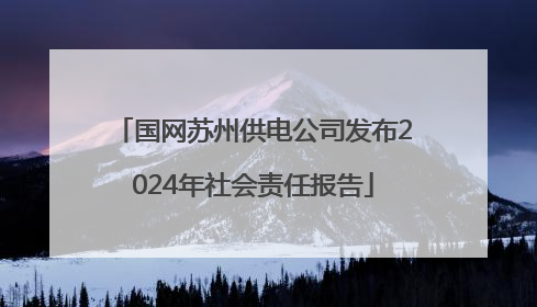 国网苏州供电公司发布2024年社会责任报告