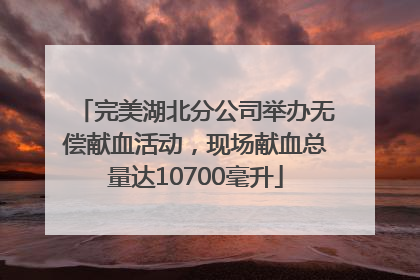 完美湖北分公司举办无偿献血活动，现场献血总量达10700毫升