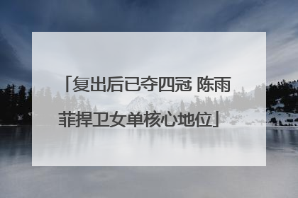 复出后已夺四冠 陈雨菲捍卫女单核心地位