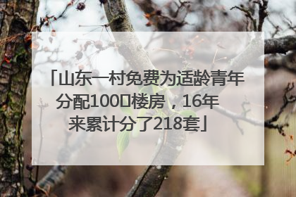 山东一村免费为适龄青年分配100㎡楼房，16年来累计分了218套