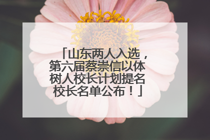 山东两人入选，第六届蔡崇信以体树人校长计划提名校长名单公布！