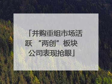 并购重组市场活跃 “两创”板块公司表现抢眼