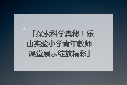 探索科学奥秘！乐山实验小学青年教师课堂展示绽放精彩