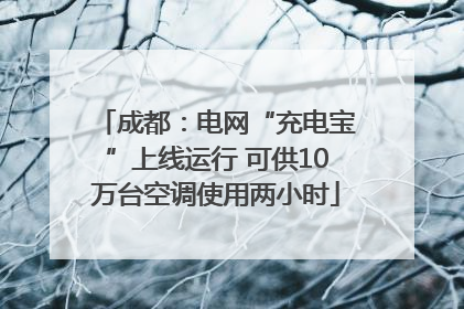 成都：电网“充电宝”上线运行 可供10万台空调使用两小时