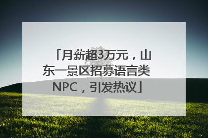 月薪超3万元，山东一景区招募语言类NPC，引发热议