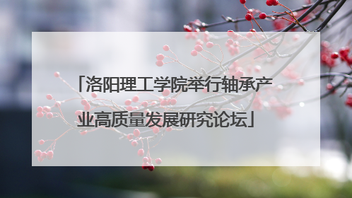 洛阳理工学院举行轴承产业高质量发展研究论坛