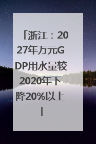 浙江：2027年万元GDP用水量较2020年下降20%以上