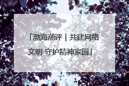 渤海潮评｜共建网络文明 守护精神家园