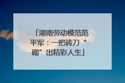 湖南劳动模范范平军：一把砖刀“砌”出精彩人生