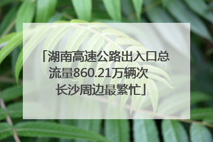 湖南高速公路出入口总流量860.21万辆次 长沙周边最繁忙