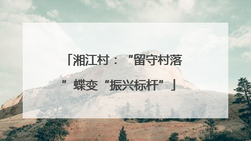 湘江村：“留守村落”蝶变“振兴标杆”