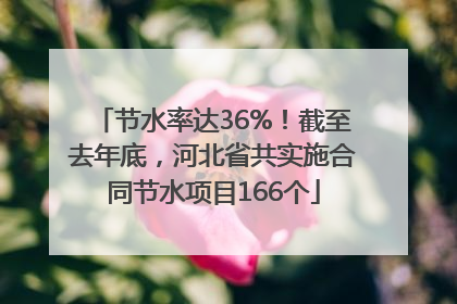 节水率达36%！截至去年底，河北省共实施合同节水项目166个