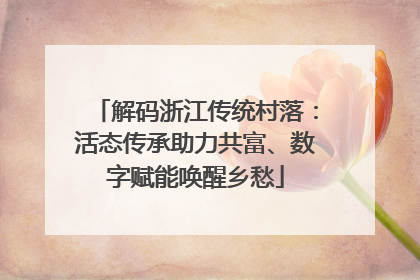 解码浙江传统村落：活态传承助力共富、数字赋能唤醒乡愁