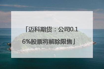 迈科期货：公司0.16%股票将解除限售