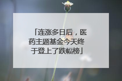 连涨多日后，医药主题基金今天终于登上了跌幅榜