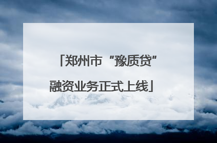 郑州市“豫质贷”融资业务正式上线