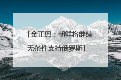 金正恩：朝鲜将继续无条件支持俄罗斯