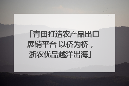 青田打造农产品出口展销平台 以侨为桥，浙农优品越洋出海