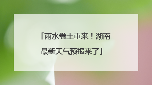 雨水卷土重来！湖南最新天气预报来了