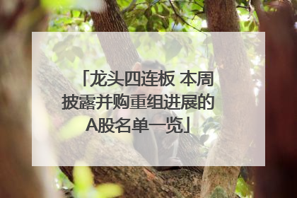 龙头四连板 本周披露并购重组进展的A股名单一览