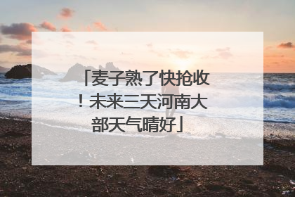 麦子熟了快抢收！未来三天河南大部天气晴好