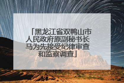 黑龙江省双鸭山市人民政府原副秘书长马为先接受纪律审查和监察调查