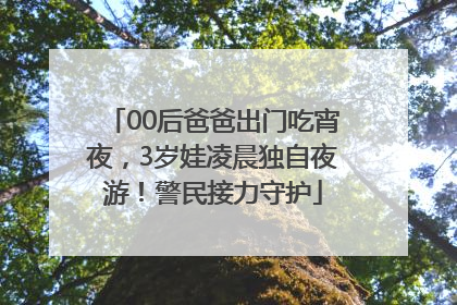 00后爸爸出门吃宵夜，3岁娃凌晨独自夜游！警民接力守护