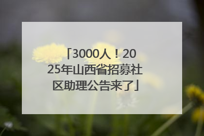 3000人！2025年山西省招募社区助理公告来了